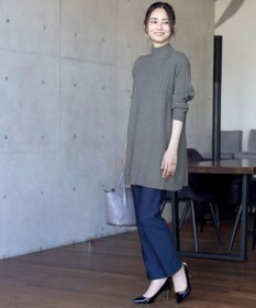 Tiaclasse L 【洗える】もっちり柔らかいハーフリブニットチュニック