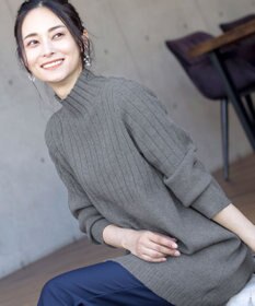 Tiaclasse L 【洗える】もっちり柔らかいハーフリブニットチュニック