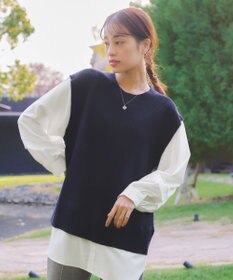 Tiaclasse L 【新色追加・2way・洗える】シャツドッキングニットベスト