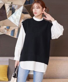 Tiaclasse L 【新色追加・2way・洗える】シャツドッキングニットベスト