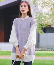 Tiaclasse L 【新色追加・2way・洗える】シャツドッキングニットベスト