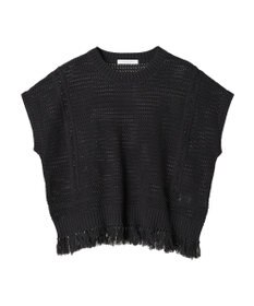 Green Parks 裾フリンジメッシュニットプルオーバー
