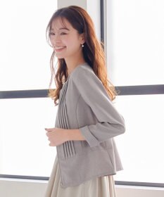 Tiaclasse 【小倉優子さん着用】【洗える】ピンタックノーカラージャケット