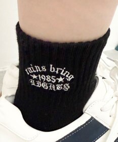 WEGO デザインロゴ刺繍アンクル底パイルソックス