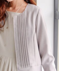 Tiaclasse 【小倉優子さん着用】【洗える】ピンタックノーカラージャケット