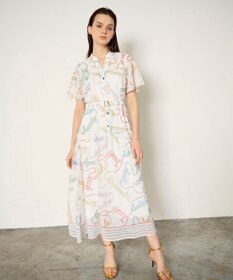 GRACE CONTINENTAL ロープロゴプリントワンピース