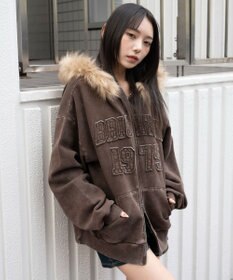 WEGO 裏起毛ファーフードBIGZIPパーカー