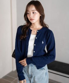 WEGO 【WEB限定/25年秋冬新作】別注USPOLOケーブルニットカーデ