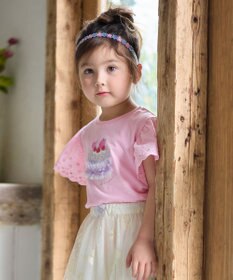 ANY KIDS 袖レース ケーキプリント Tシャツ