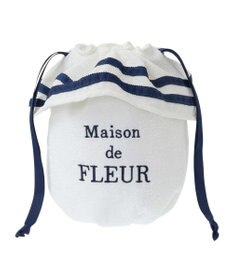 Maison de FLEUR ラインリボンジャカード巾着ポーチ