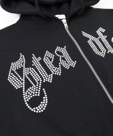 WEGO 【裏起毛】ラインストーン裏起毛ショートジップパーカー