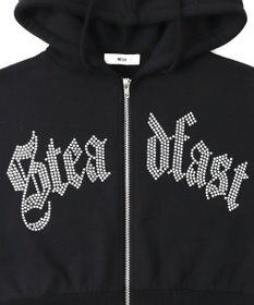 WEGO 【裏起毛】ラインストーン裏起毛ショートジップパーカー