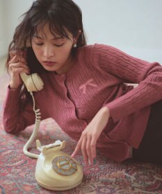 Feroux ケーブル編み×リボン刺繍 ニット カーディガン