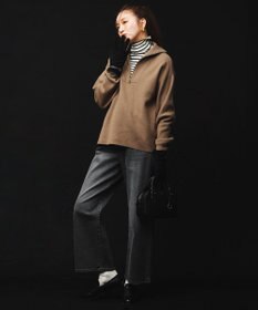 ANY スウェットライクハーフジップニット