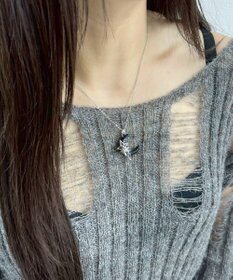 WEGO Lブラックストーンモチーフネックレス