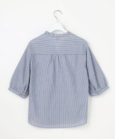 J.PRESS LADIES 【一枚で着映え】シルフィーローン ストライプ フリル シャツブラウス