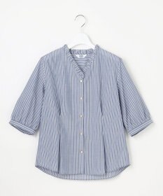 J.PRESS LADIES 【一枚で着映え】シルフィーローン ストライプ フリル シャツブラウス