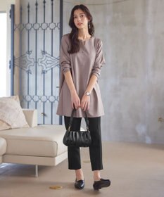 Tiaclasse 【洗える】キーネックバックツイストポンチチュニックブラウス