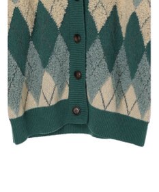 earth music&ecology ループ編みアーガイルカーディガン