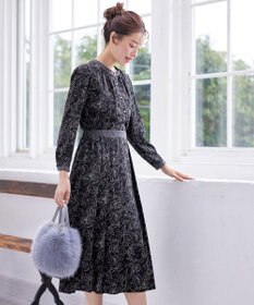 Tiaclasse L 【安田美沙子さん着用・新色/XSサイズ追加・洗える】フラワープリント配色ワンピース