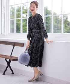 Tiaclasse L 【安田美沙子さん着用・新色/XSサイズ追加・洗える】フラワープリント配色ワンピース