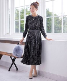 Tiaclasse L 【安田美沙子さん着用・新色/XSサイズ追加・洗える】フラワープリント配色ワンピース