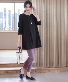 Tiaclasse 【洗える】キーネックバックツイストポンチチュニックブラウス