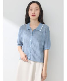 earth music&ecology ラインポロニットカーディガン