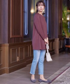 Tiaclasse 【洗える】キーネックバックツイストポンチチュニックブラウス