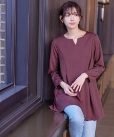 Tiaclasse 【洗える】キーネックバックツイストポンチチュニックブラウス