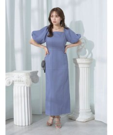 earth music&ecology 配色ステッチパフスリーブワンピース