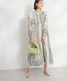 CRAFT STANDARD BOUTIQUE インド綿パネル柄ウエスト切り替えボリュームワンピース