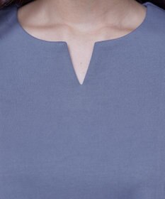 Tiaclasse 【洗える】キーネックバックツイストポンチチュニックブラウス