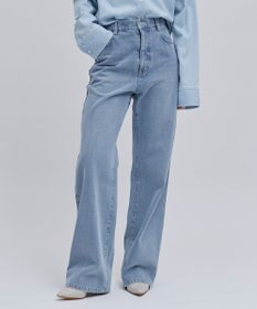 BEIGE， 【洗える】VICTOR / ワイドデニムパンツ