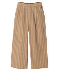 Green Parks 綿麻混タックストレートワイドパンツ