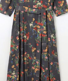 自由区 【洗える】フラワーガーデンプリント ワンピース