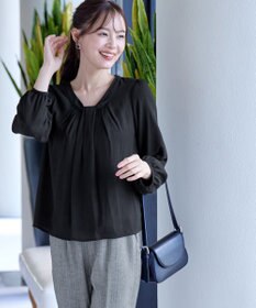 Tiaclasse 【スマート裏起毛】 ボウタイ風ブラウス