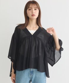earth music&ecology Ｖネックギャザーブラウス