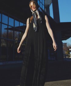 uncrave ウォッシャブルダブルクロス プリーツオールインワン