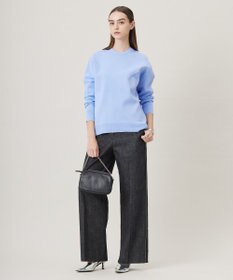 ICB 【洗える】 コットンリアクティブデニム ワイドストレートパンツ