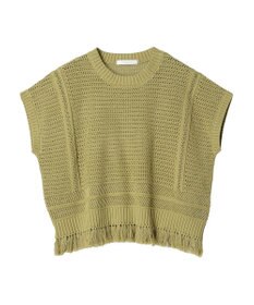 Green Parks 裾フリンジメッシュニットプルオーバー