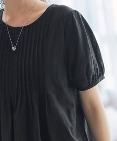 Tiaclasse 【洗える】パンチングレースピンタックチュニックブラウス