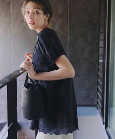 Tiaclasse 【洗える】パンチングレースピンタックチュニックブラウス