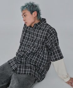 WEGO 【ユニセックス着用ITEM/MLサイズ展開】チェックレイヤードシャツ（LS）