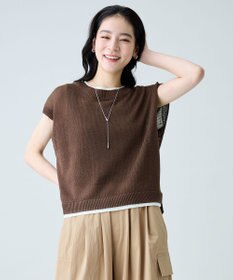 ANY L ラミータッチフレンチスリーブニット