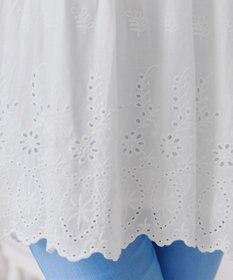 Tiaclasse 【洗える】パンチングレースピンタックチュニックブラウス