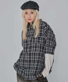 WEGO 【ユニセックス着用ITEM/MLサイズ展開】チェックレイヤードシャツ（LS）