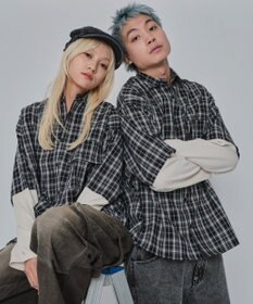 WEGO 【ユニセックス着用ITEM/MLサイズ展開】チェックレイヤードシャツ（LS）