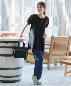 Tiaclasse 【洗える】パンチングレースピンタックチュニックブラウス