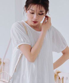 Tiaclasse 【洗える】パンチングレースピンタックチュニックブラウス